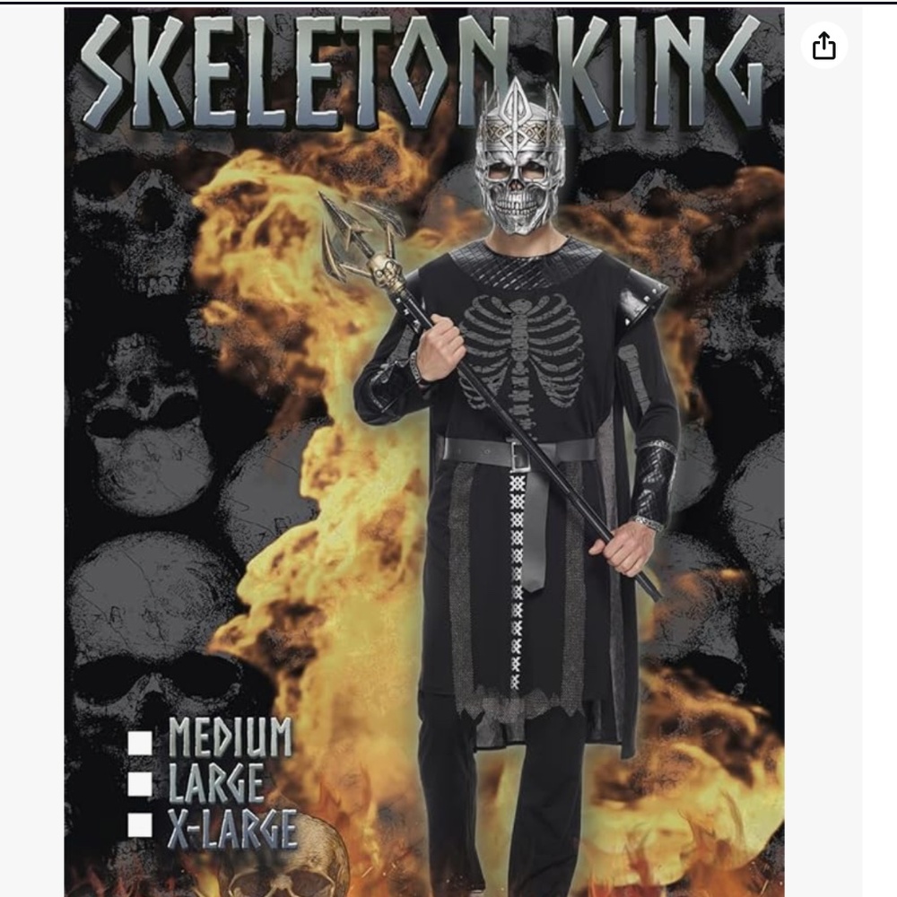 Skeleton King Costume - New! Size XL Mens
